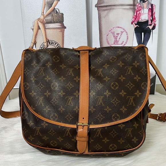 💃LOUIS VUITTON Saumur 35 Monogram Messenger Crossbody Saddle Bag - Picture 3 of 16